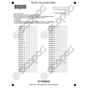 BB Gun Test Answer Sheet Downloadable File