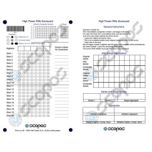 High Power Rifle Scorecards